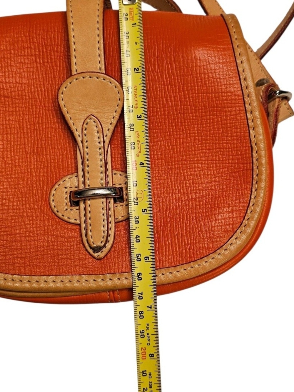 Vintage Dooney & Bourke Orange All Weather Leather Crossbody Bag AWL Equestrian - Picture 5 of 13